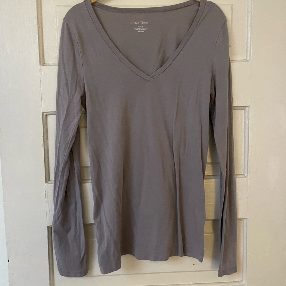 J. Crew V-Neck Stretch Long-Sleeve T